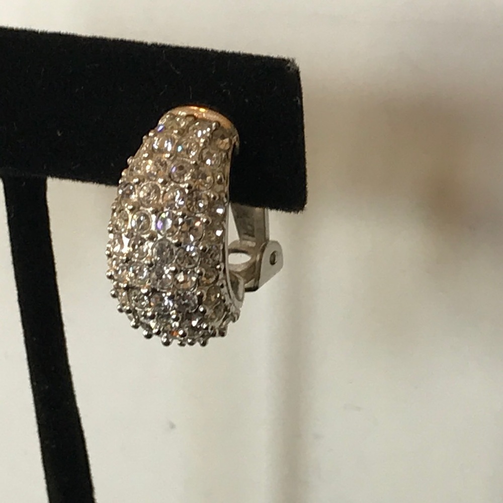Nordstrom CZ silver rhinestone clip earrings - Picture 3 of 6